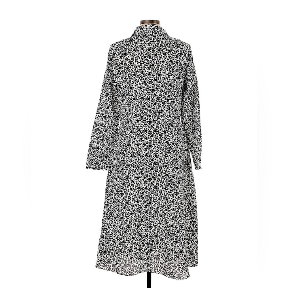 Black and white collared floral dress - Picture 2 of 2